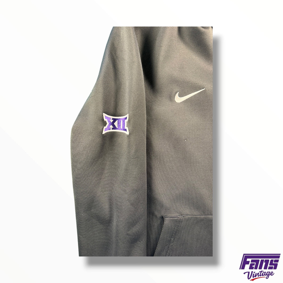 TCU Team Issue Nike Premium Woven Full Zip Hoodie - Anthracite Gray with Black Details