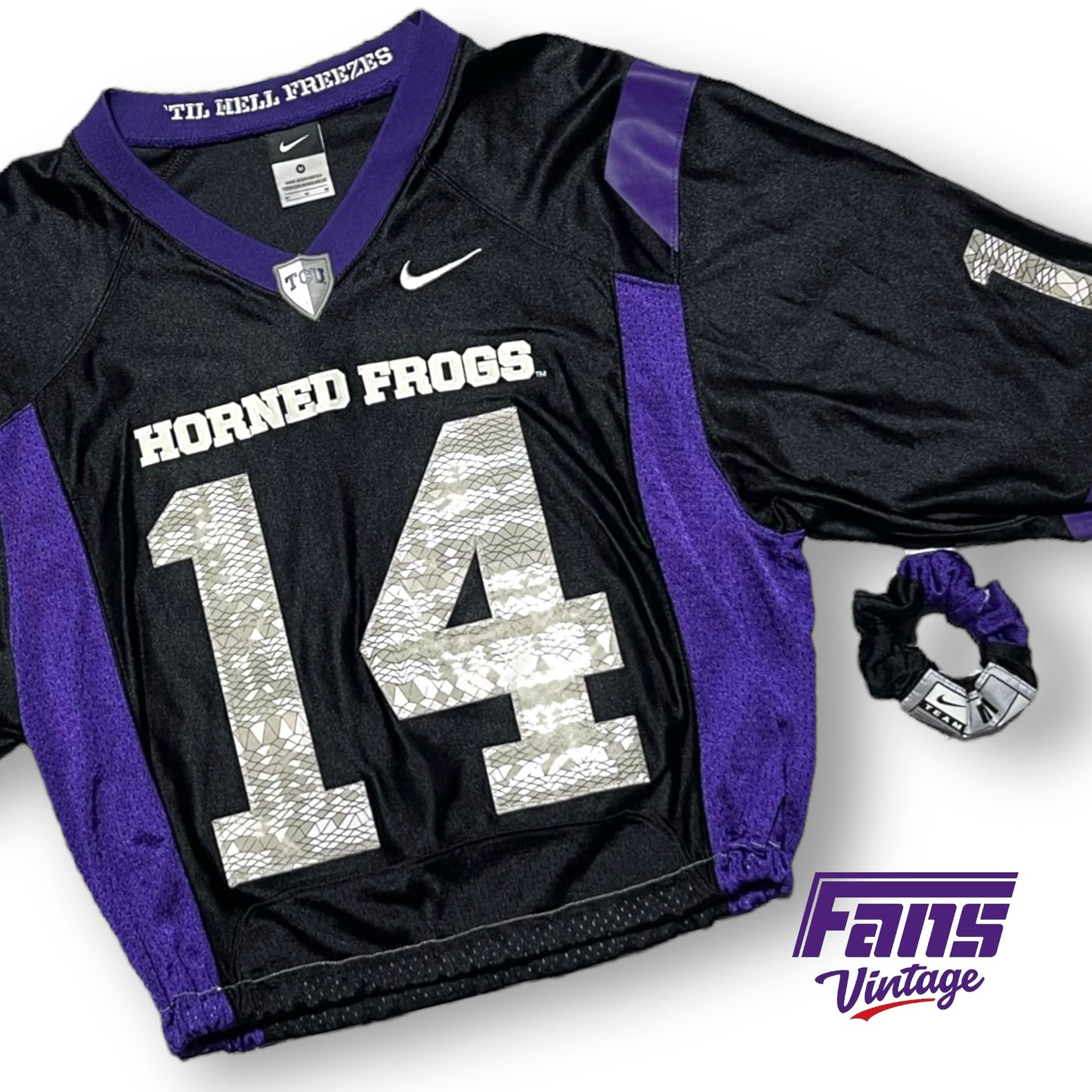 One of a Kind! Vintage TCU Andy Dalton “Til Hell Freezes” Custom Cropped Nike Jersey set