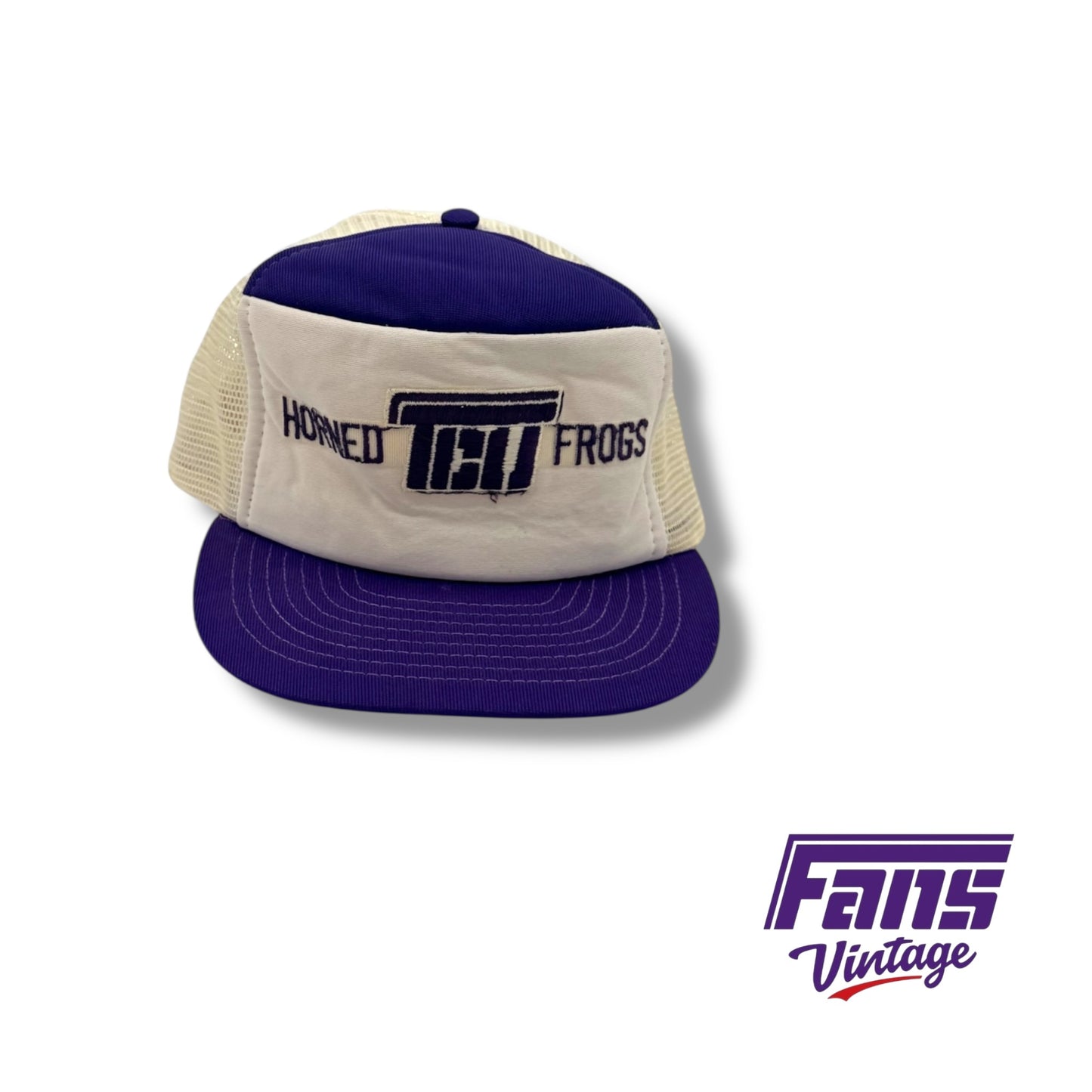RARE! 1970s Vintage TCU Horned Frogs Flying T Logo SnapBack Trucker Hat