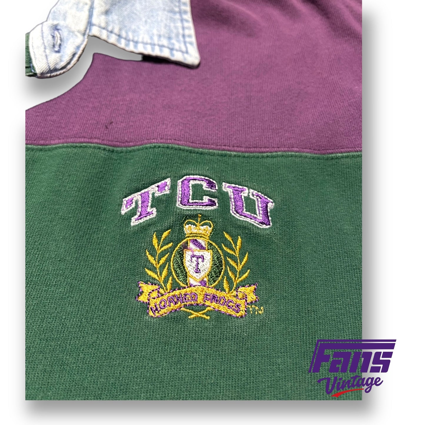 Awesome 90s Vintage TCU Rugby Style Polo