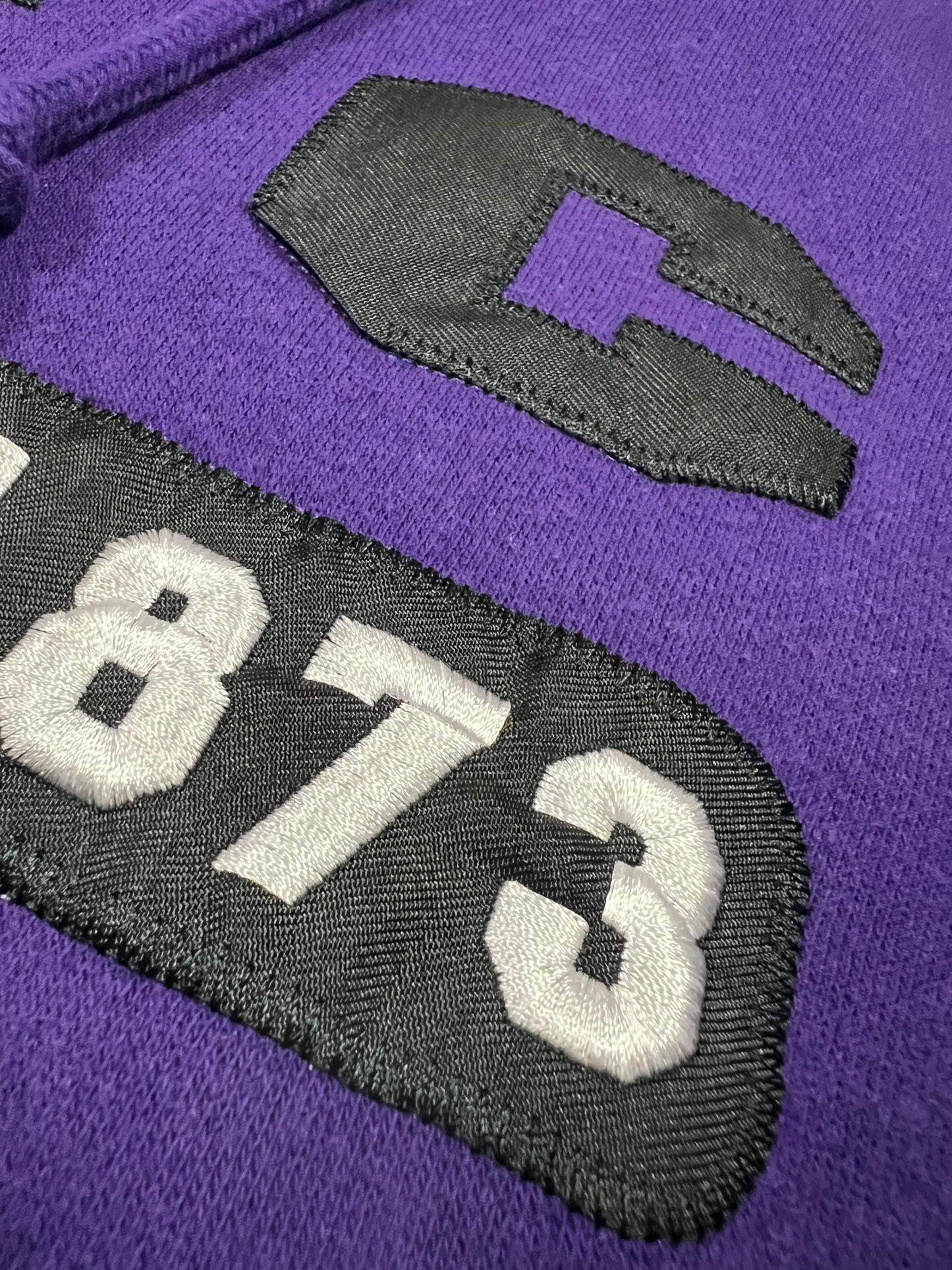 Y2K Vintage TCU Hoodie with black satin stitched lettering and 1873 patch - buttery soft and ultra cozy!