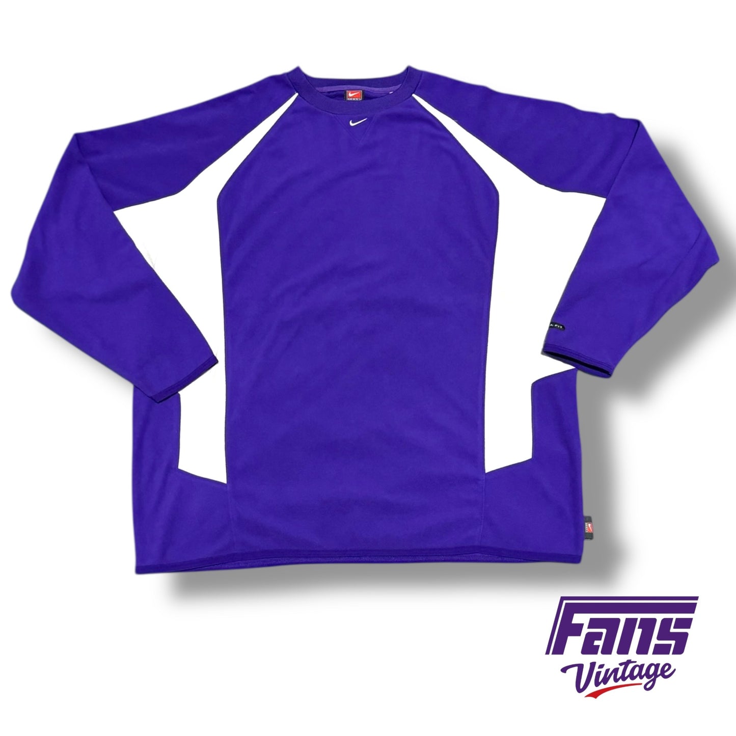 Vintage Y2K Era Crewneck - Team Issued Nike Center Swoosh Fleece Thermafit Sweater (No TCU Logo added)