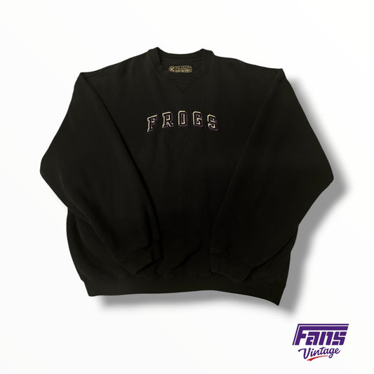 Vintage TCU Crewneck Sweater Unique Shadow Lettering