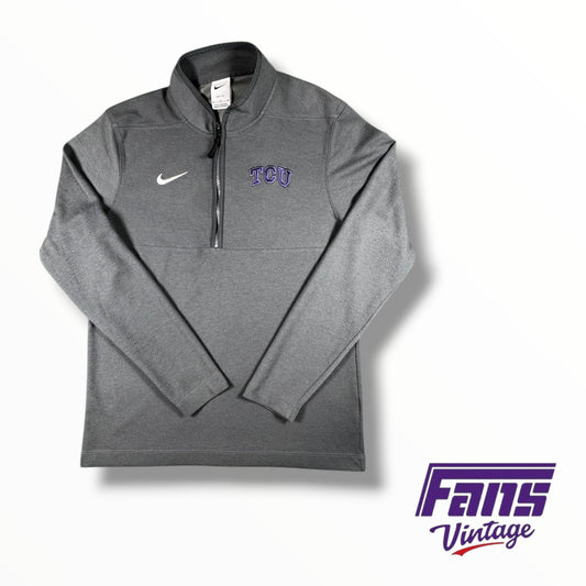TCU Nike Team Issued Soft Feel Grey Quarter Zip Pullover