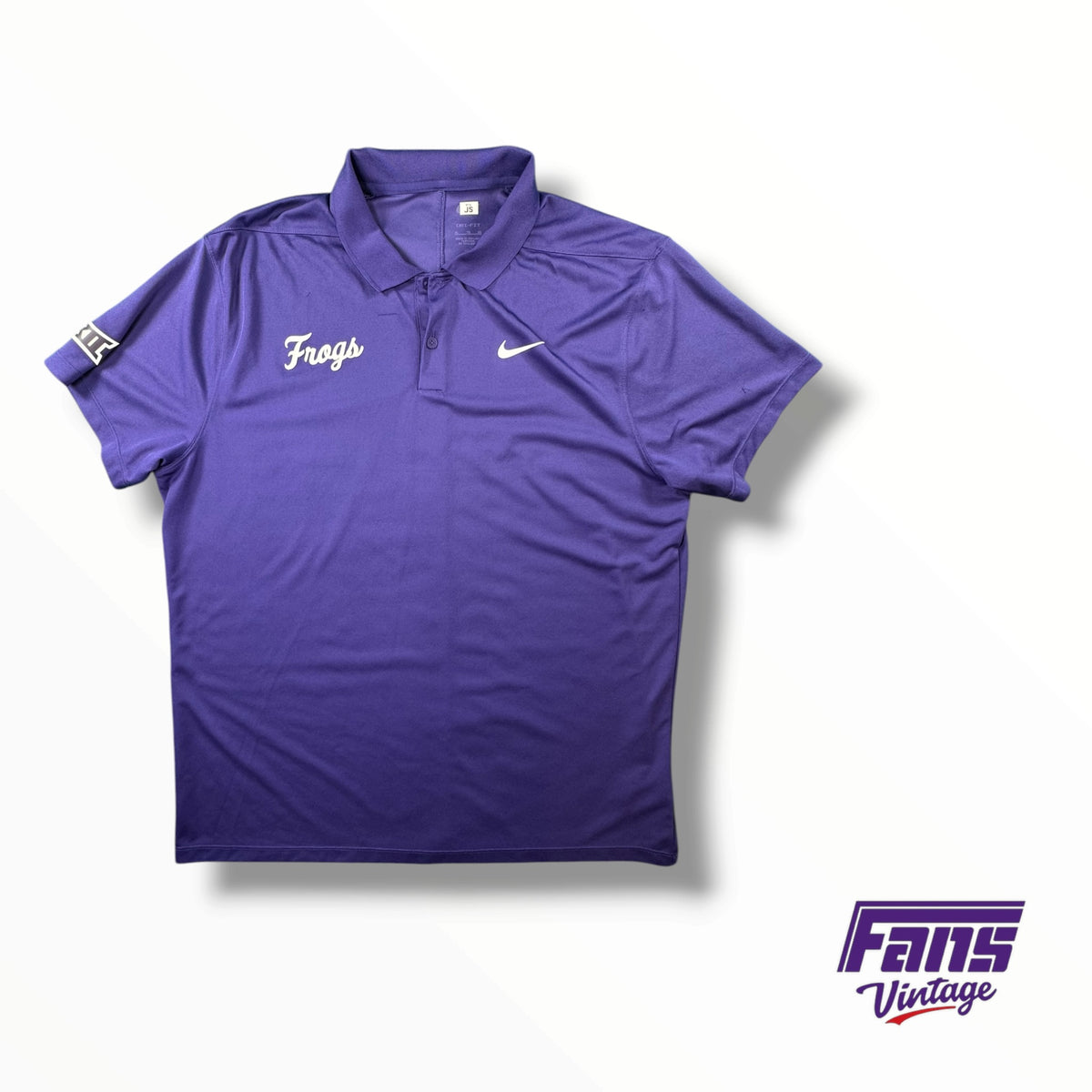 TCU Baseball Team Issued Solid Purple Polo with Throwback Script ‘Frogs’ Logo