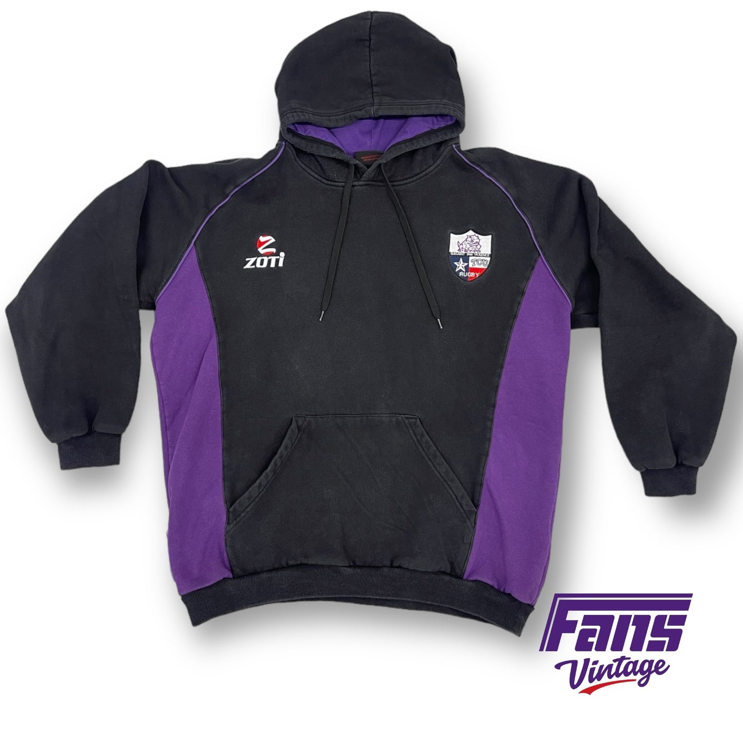 Vintage 1996 TCU Rugby Team Hoodie “Elegant Violence” Motto Crest