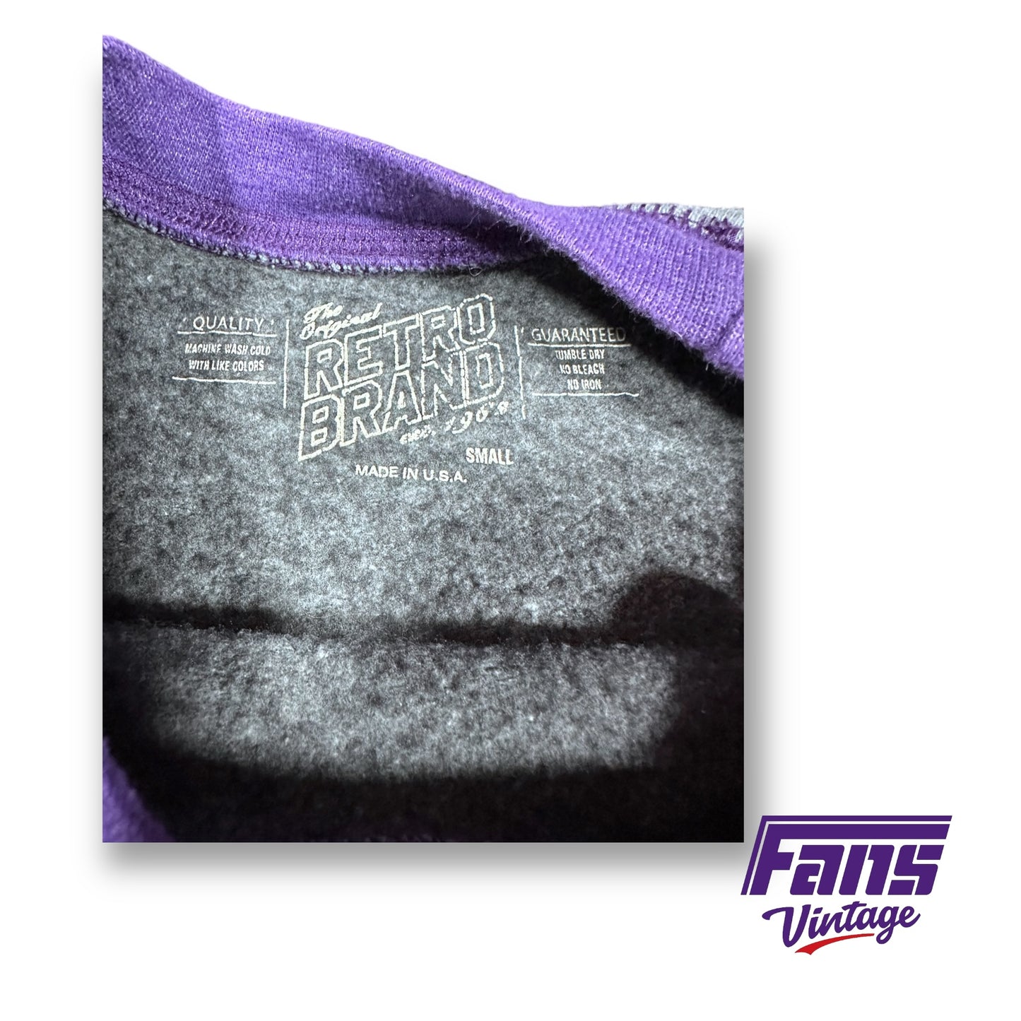 TCU Vintage Baseball Throwback Raglan Crewneck Sweater - Double Sided Vintage Logos!