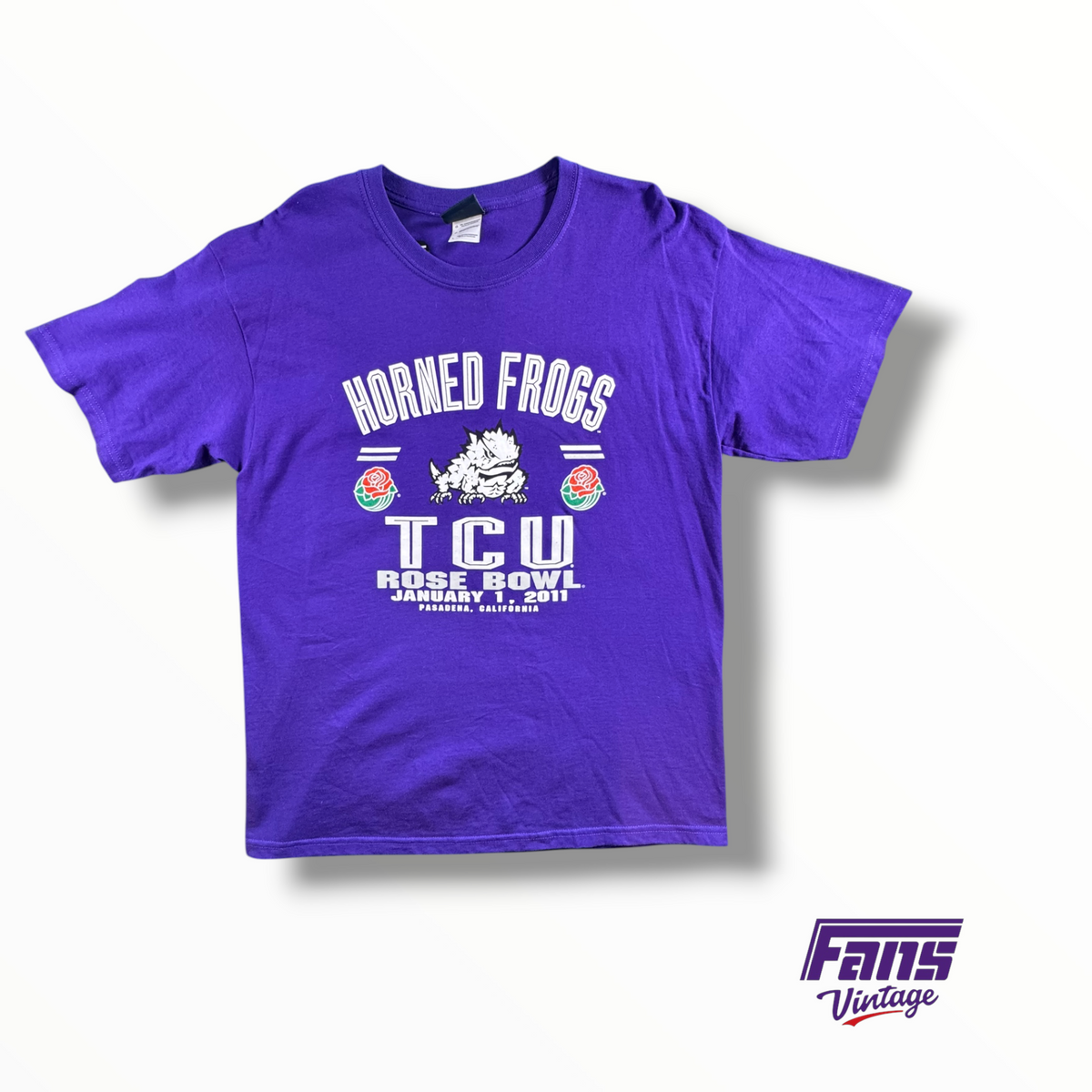 Vintage TCU Rose Bowl Purple Horned Frogs Double Logo Tee