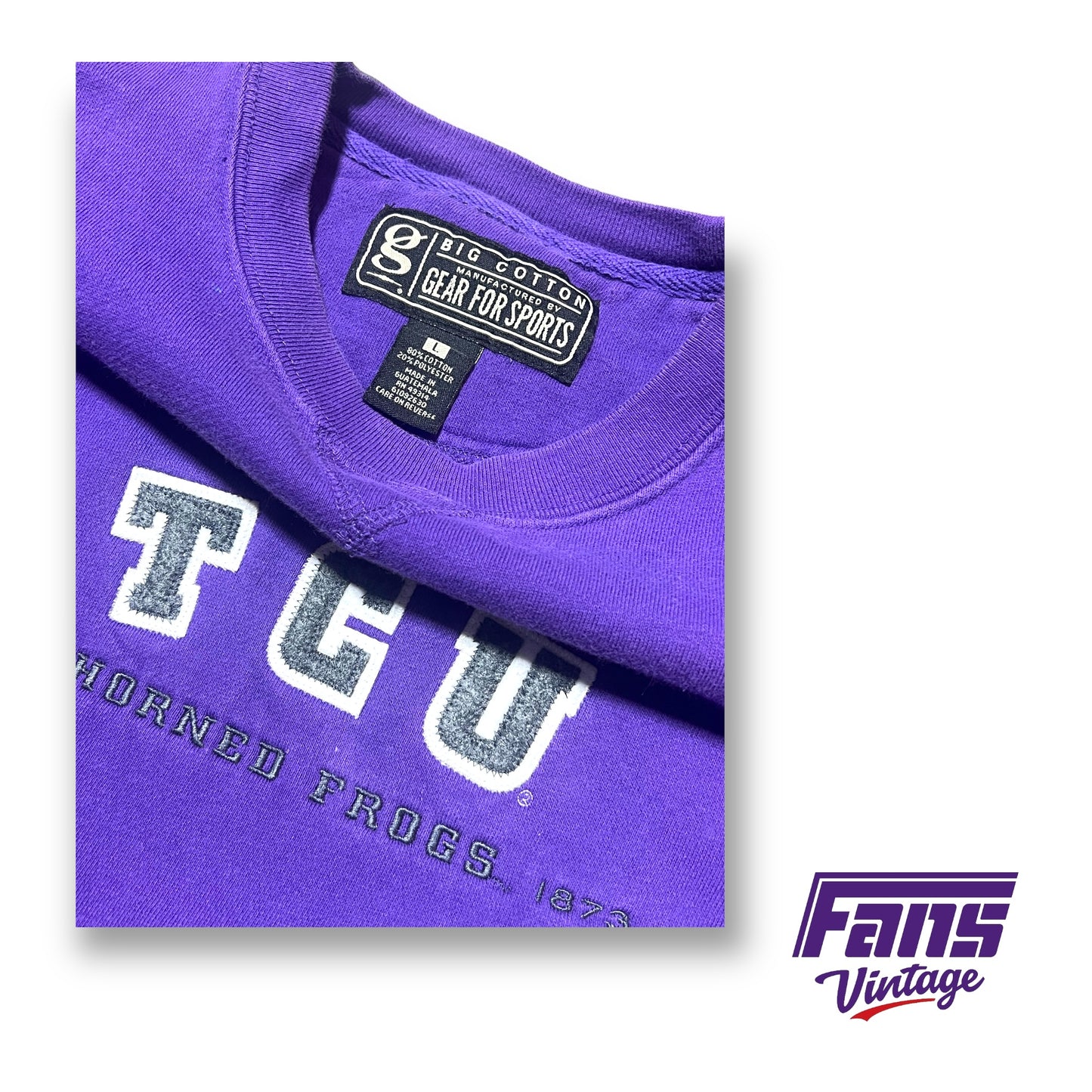 90s Vintage TCU Crewneck Sweater - Awesome felt embroidered lettering!