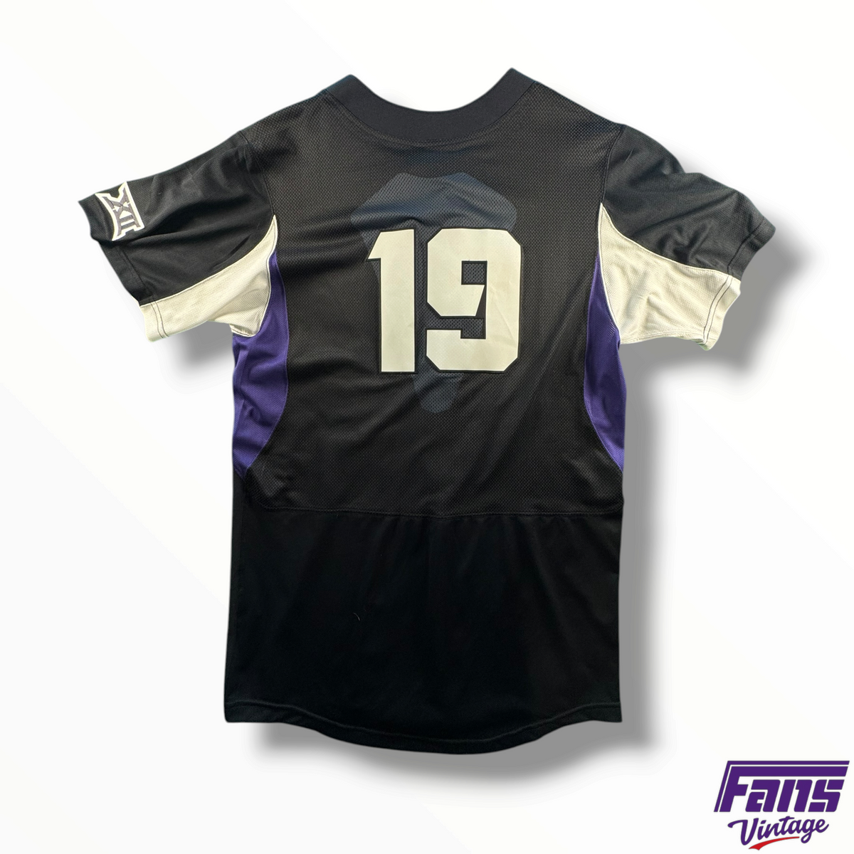 Nike TCU Baseball Premium Game Worn Throwback Style Blackout Jersey with College World Series Patch