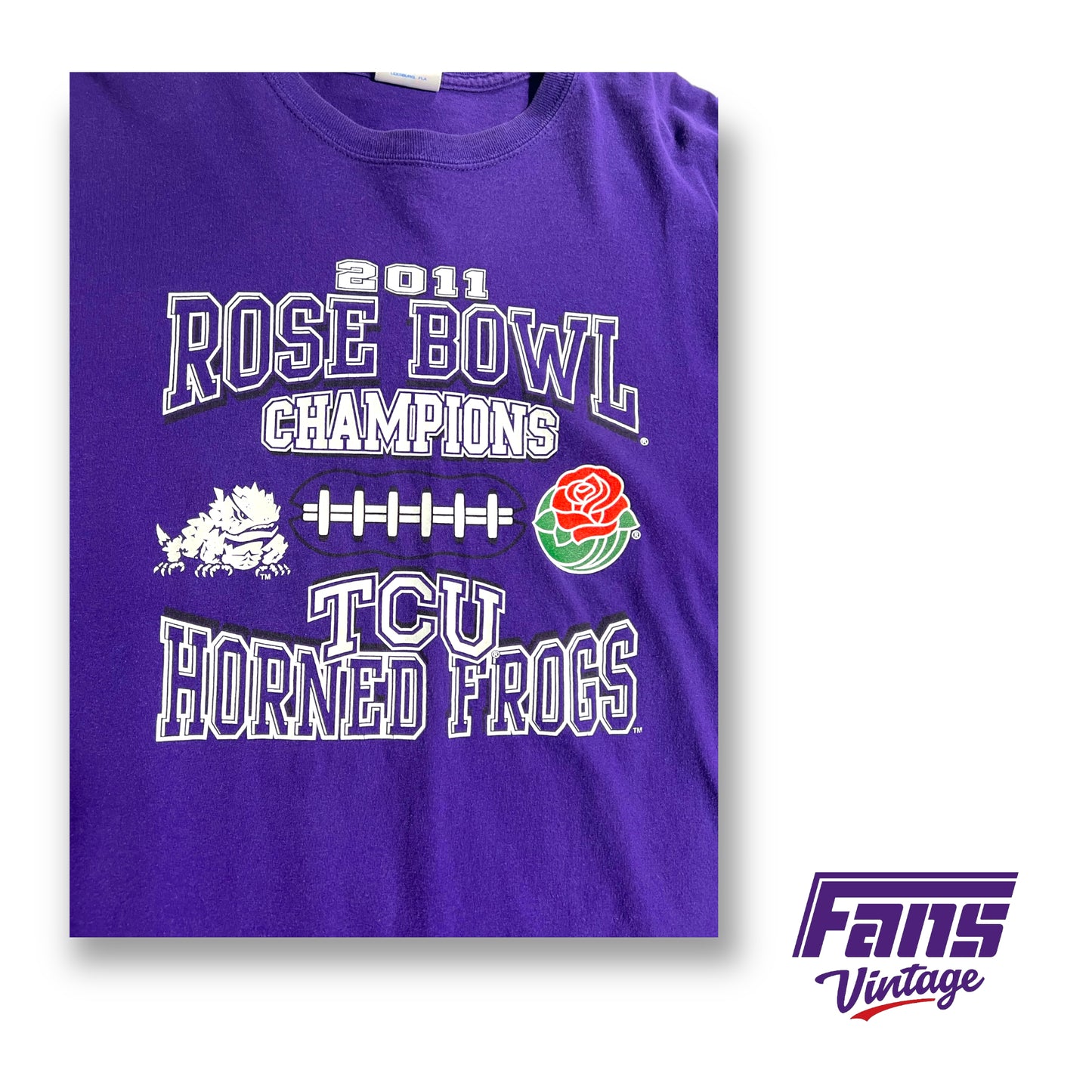 Vintage TCU Rose Bowl Champions Double Sided Tee with Rare Print
