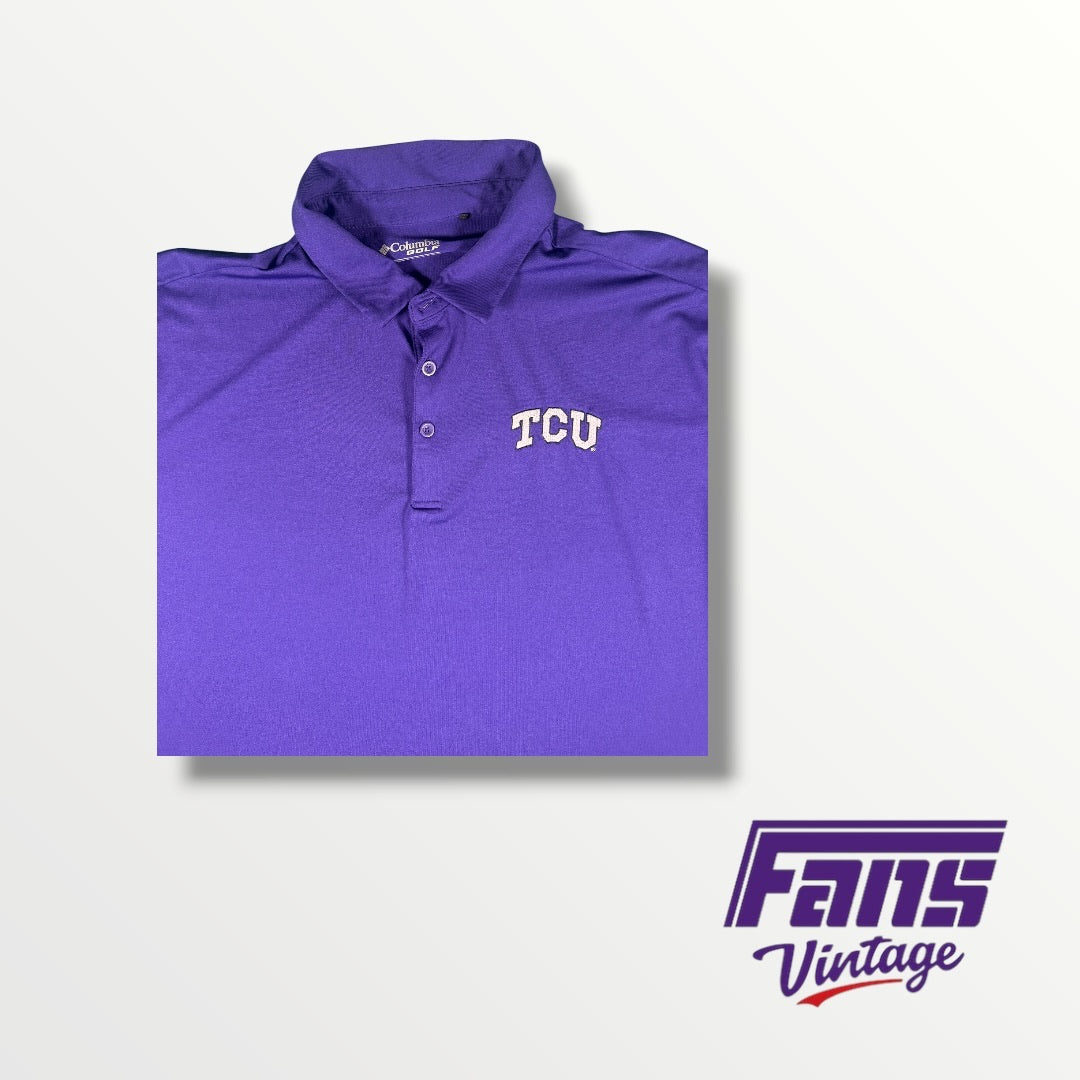 TCU Columbia Golf Collared Shirt with Embroidered Logo