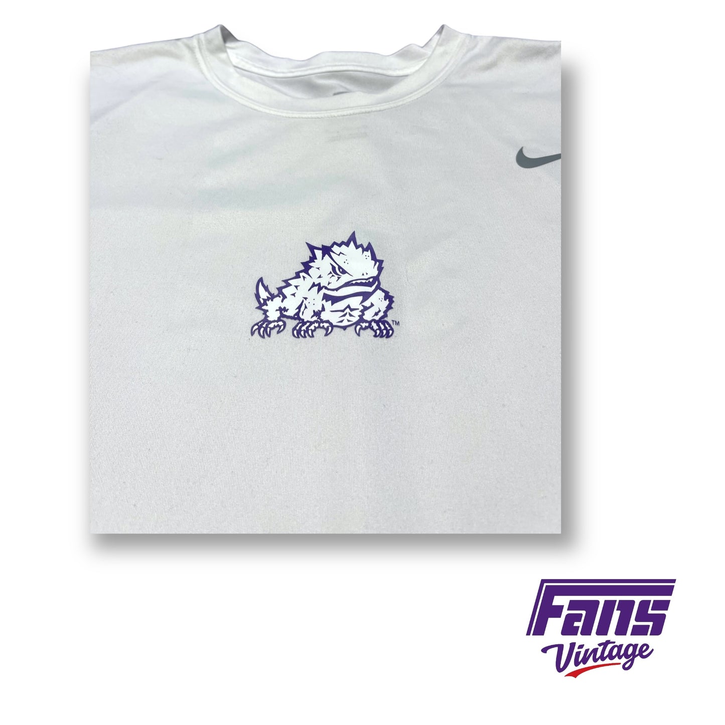 TCU Team Issue Nike Summer Training Shirt - White with mini logos