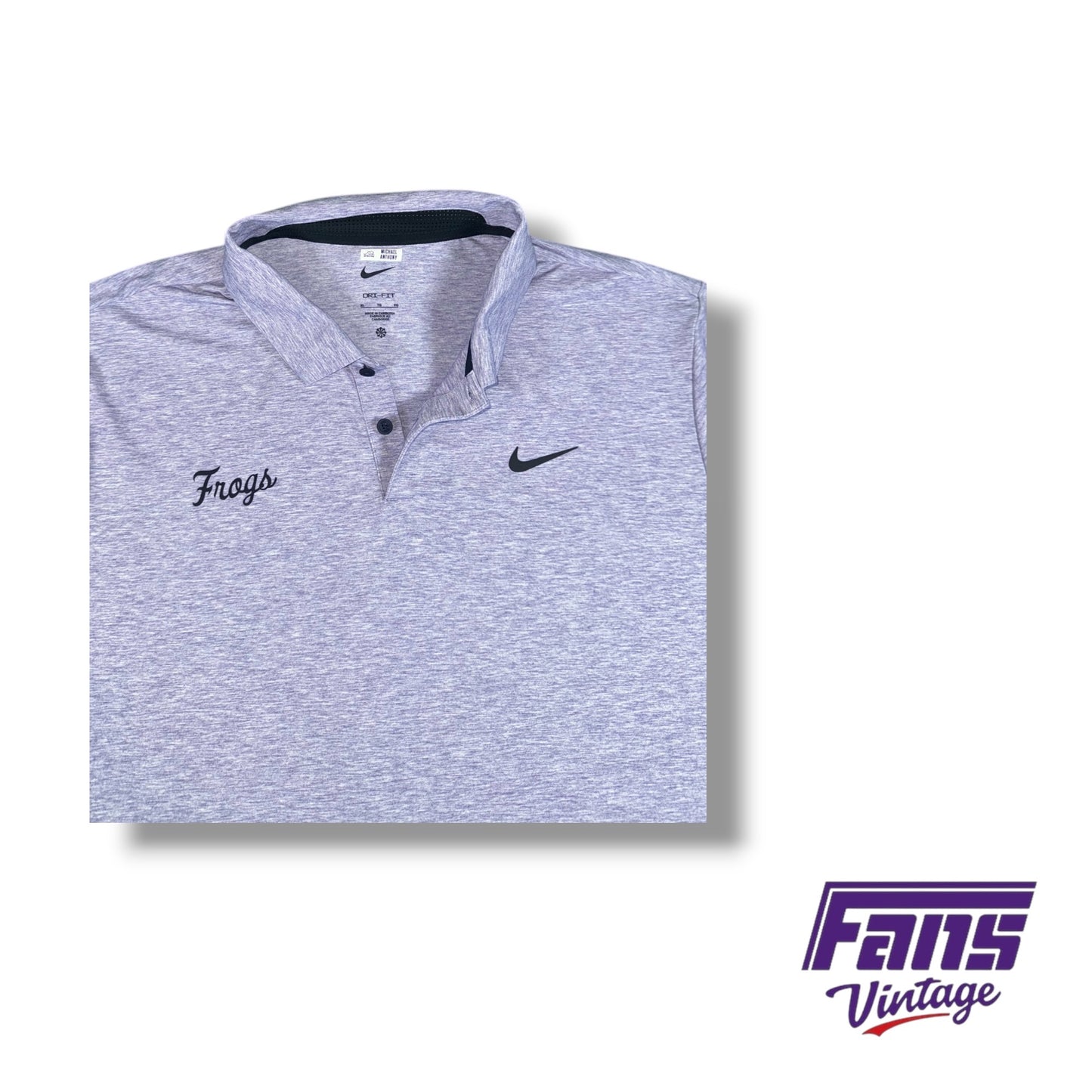RARE TCU Nike Team Issued ‘Frogs’ Script Golf Polo