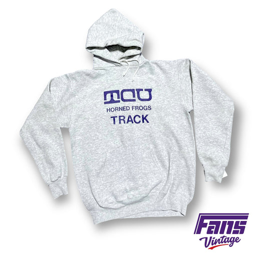 1980s vintage TCU track team issued hoodie sweater - rare logo!