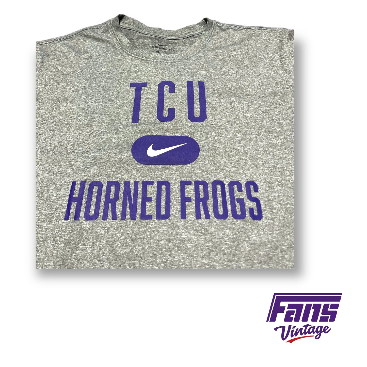 TCU Team Issue Long Sleeve Training Shirt - Textured Grey with Purple Graphics!