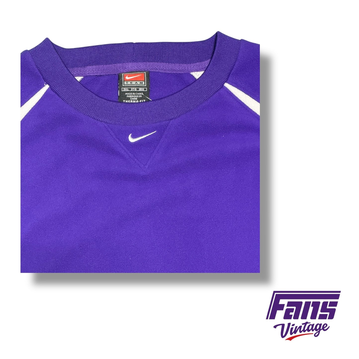 Vintage Y2K Era Crewneck - Team Issued Nike Center Swoosh Fleece Thermafit Sweater (No TCU Logo added)