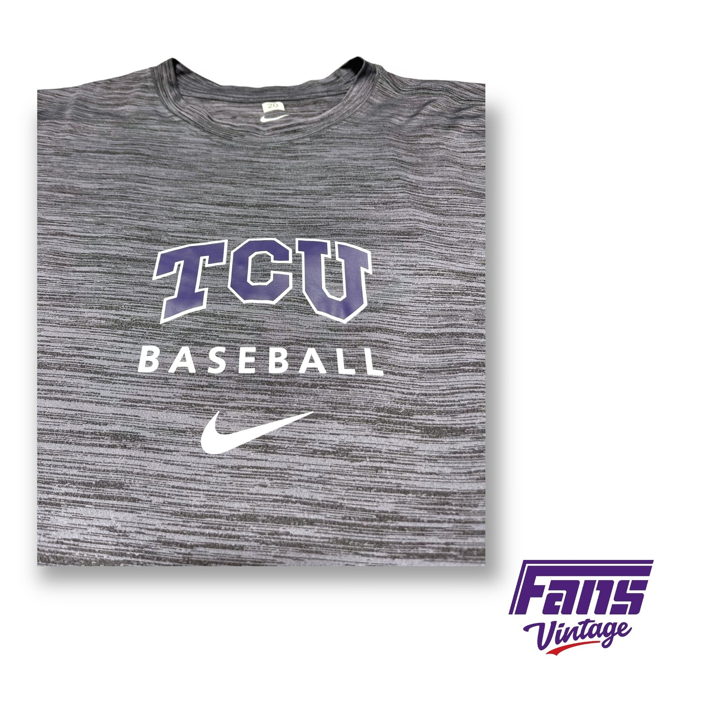 2023 TCU Baseball Team Issue Nike Drifit Shirt - Cool Blue-Gray Heather pattern!