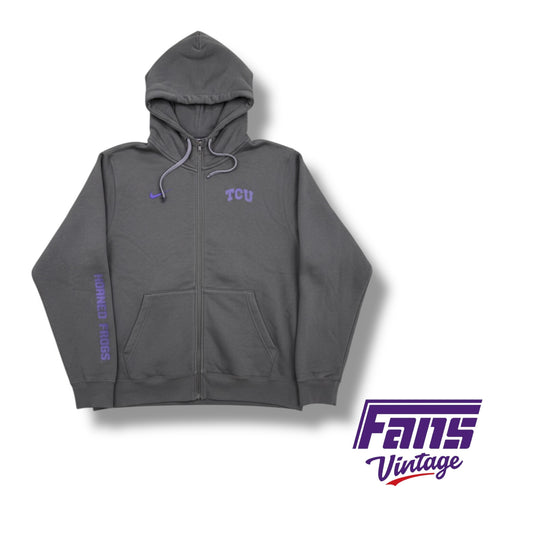 TCU Football Nike Team Issued Full Zip Hoodie in anthracite gray - sick details & super cozy!