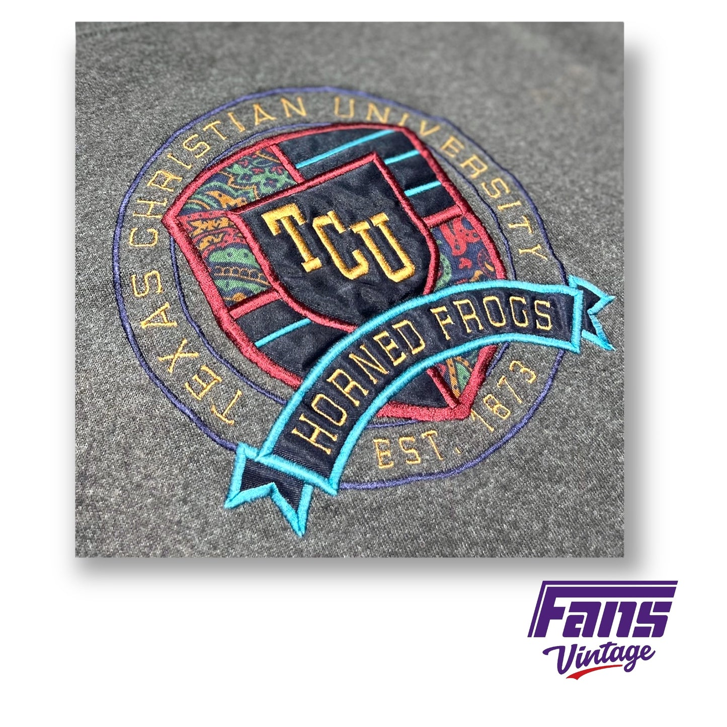 GORGEOUS 90s Vintage Embroidered TCU Crewneck Sweatshirt