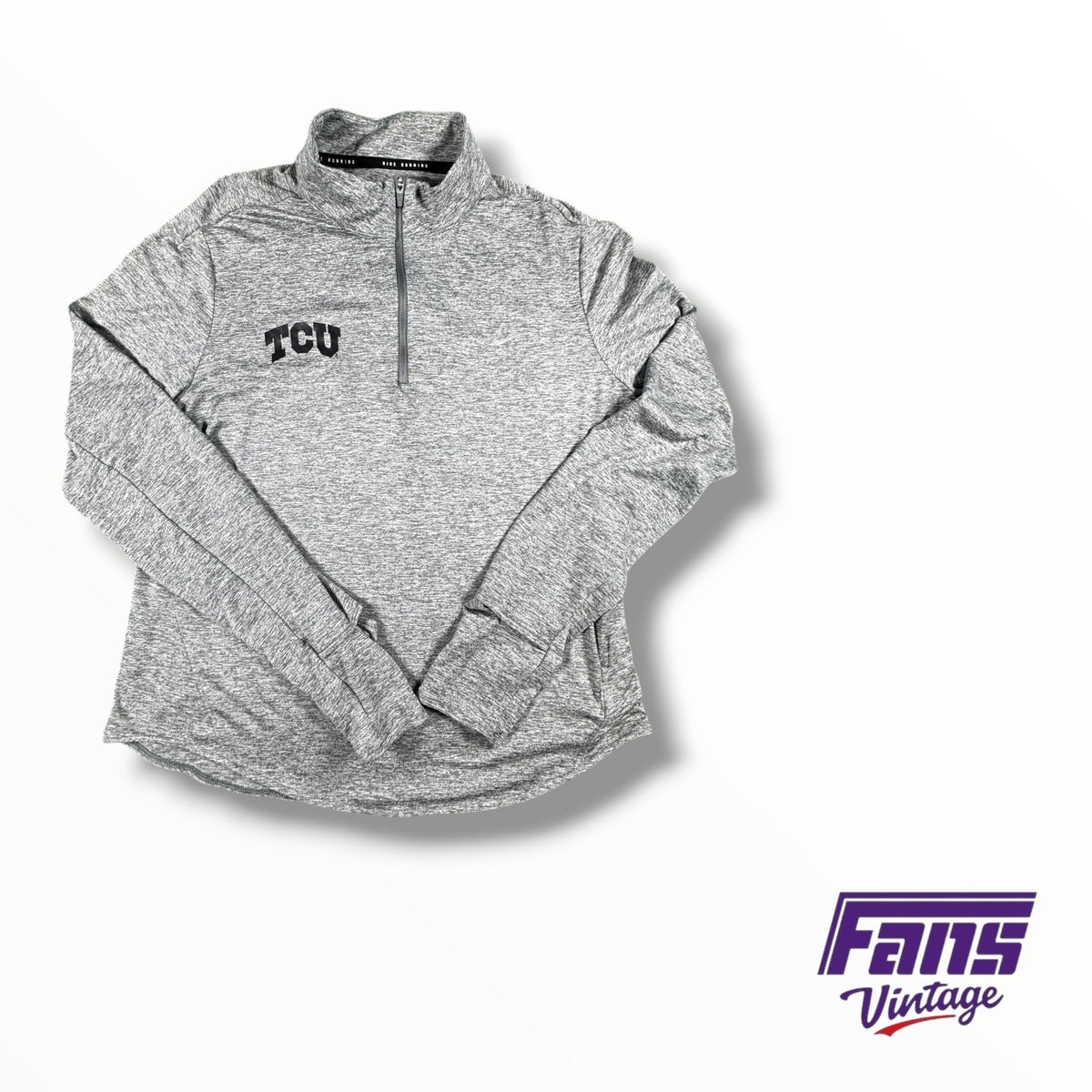 TCU Nike Team Issued Women’s Gray Quarter-Zip Pullover Top