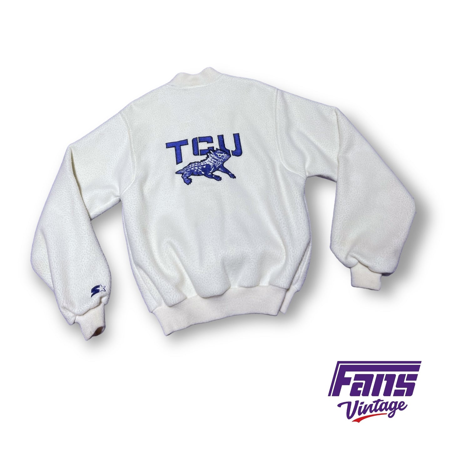 GRAIL - Incredible Vintage Flying T Embroidered TCU Bomber Jacket - Starter Brand!