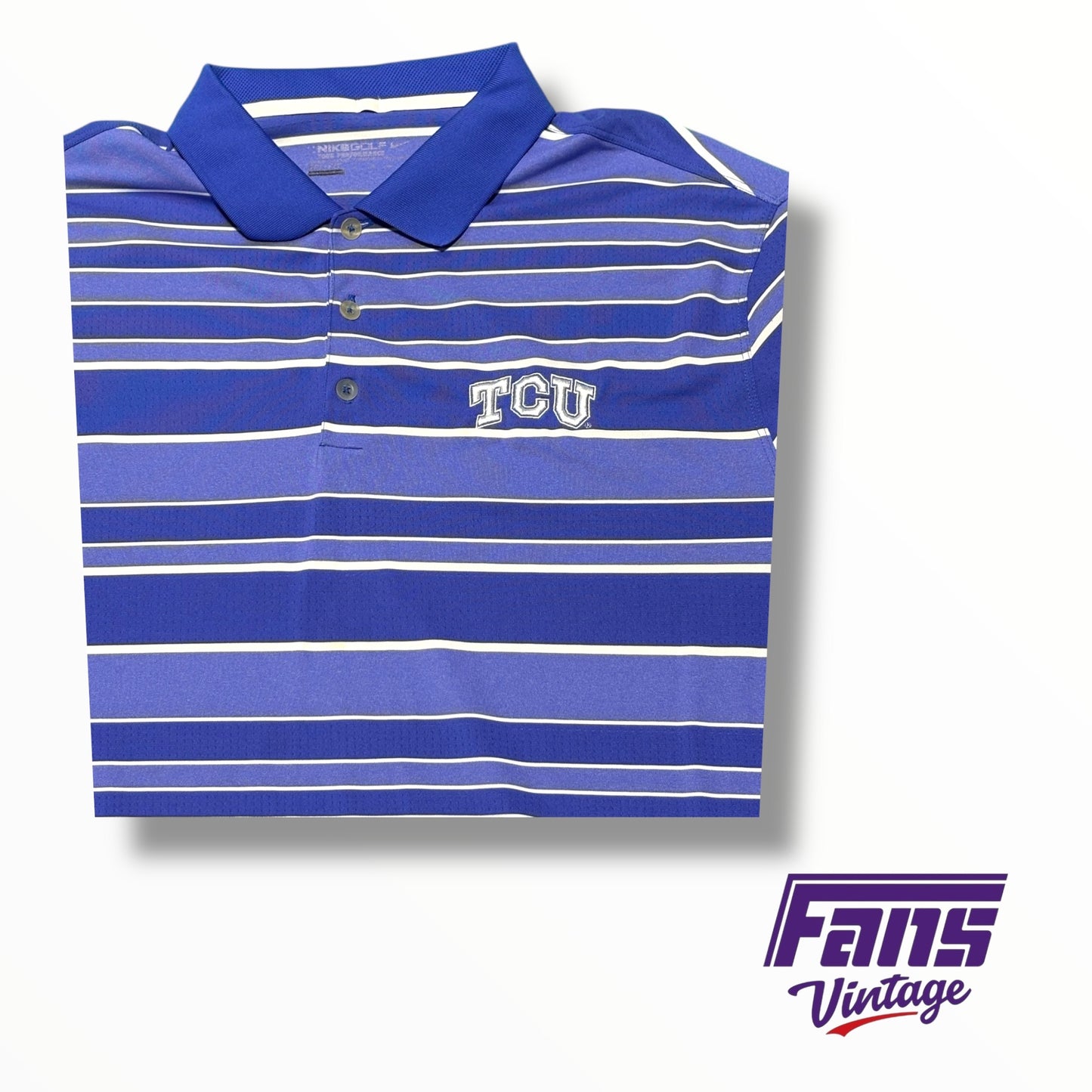 TCU Nike Team Issued Blue Striped Coach’s Polo