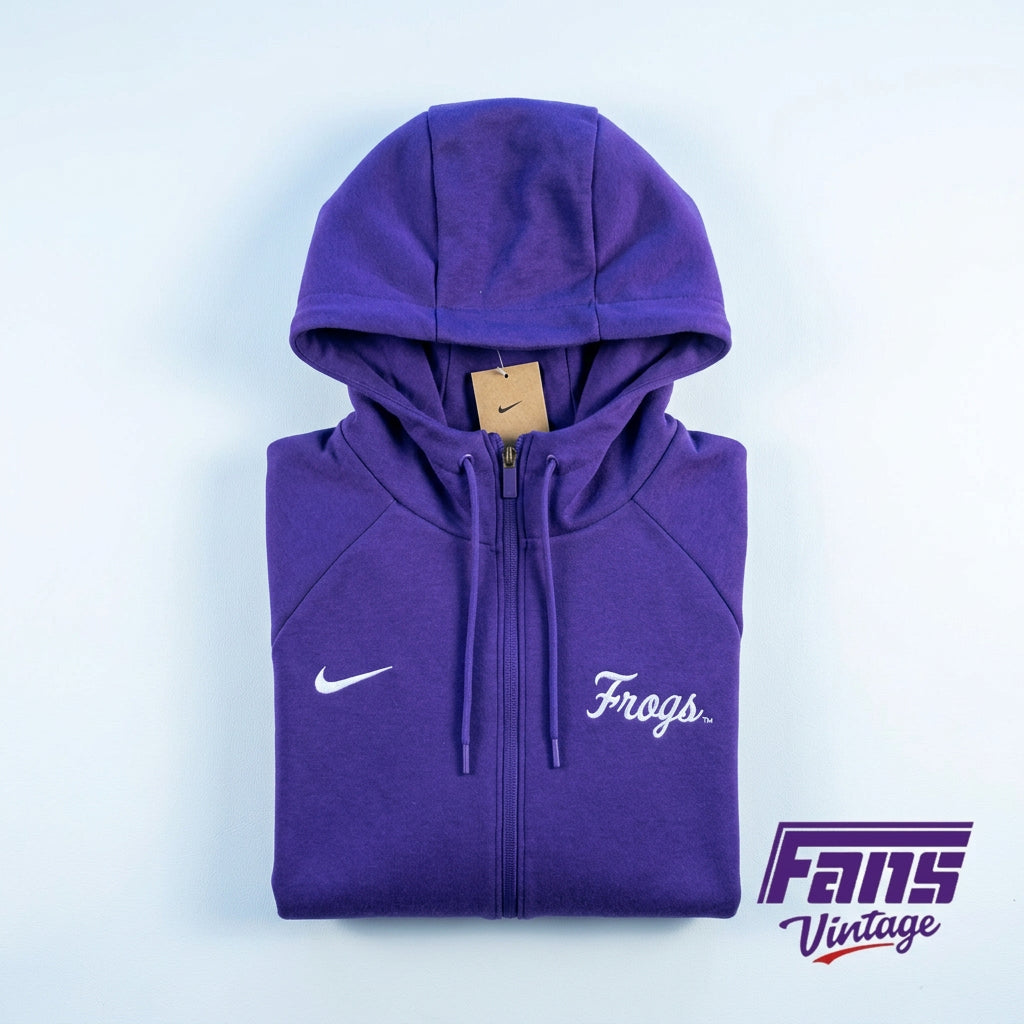 TCU Team Issue Throwback ‘Frogs’ Script Logo Full Zip Hoodie - Super Cozy!