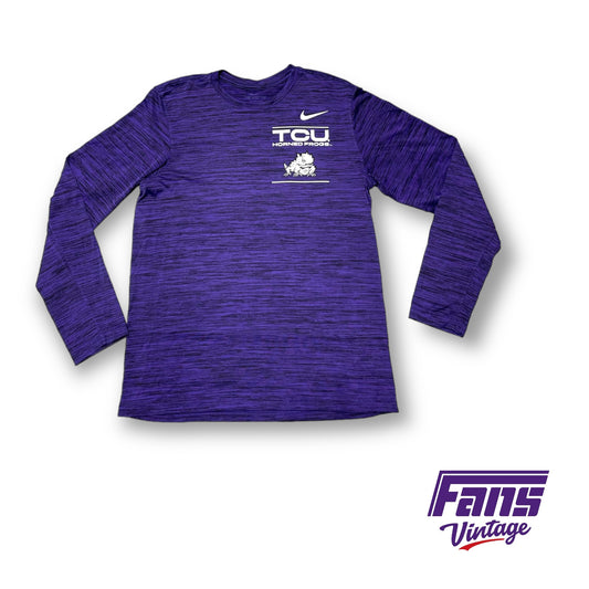 TCU Nike Team Issue Long Sleeve Drifit Shirt - Deep Purple Heather Pattern!