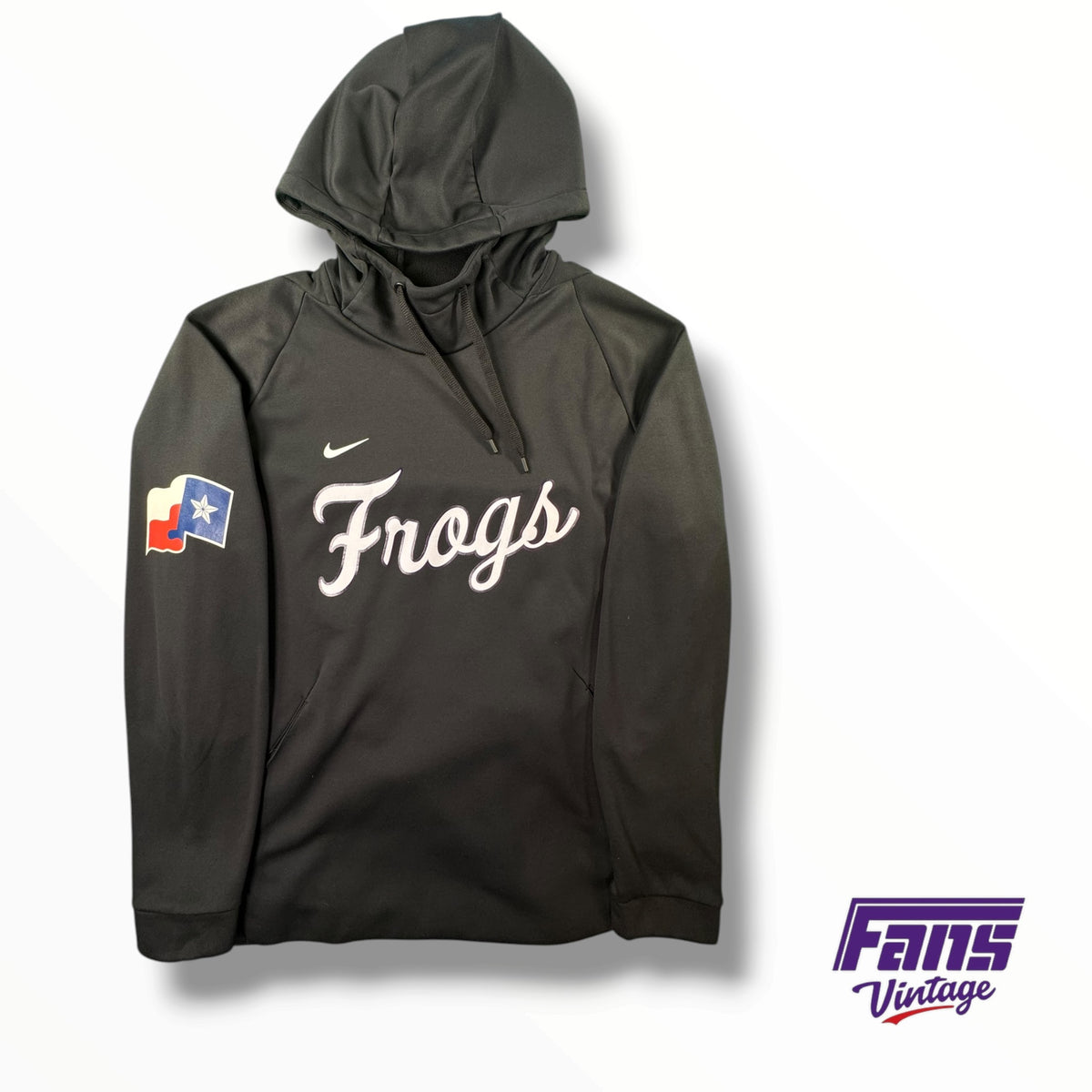 TCU Baseball Team Issued Nike Blackout Frogs Script Hoodie