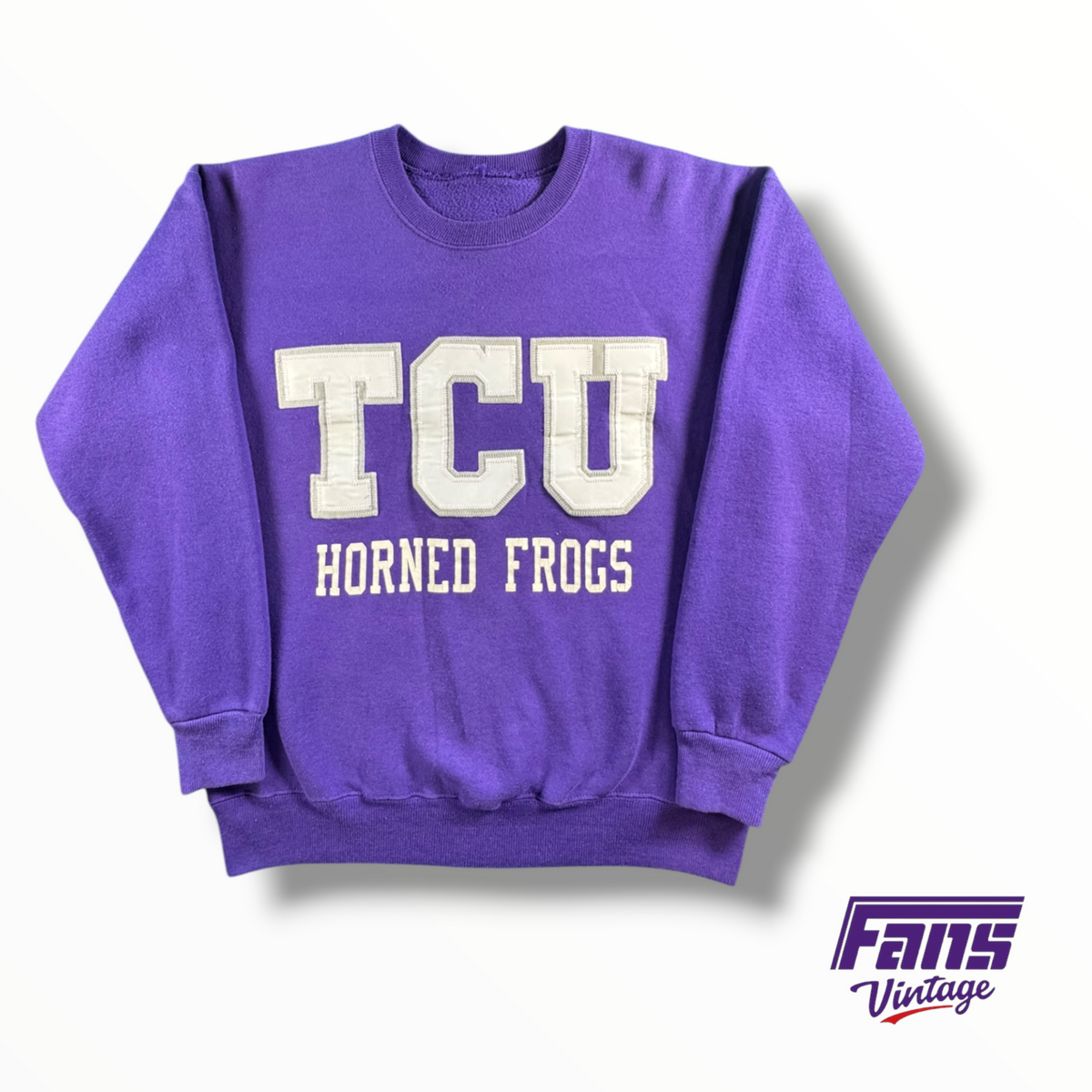 Vintage TCU Crewneck Sweater With Jersey Style Patches