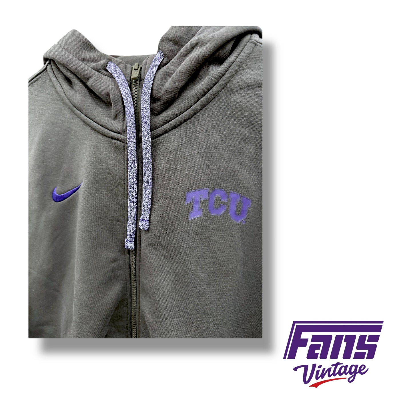 TCU Football Nike Team Issued Full Zip Hoodie in anthracite gray - sick details & super cozy!