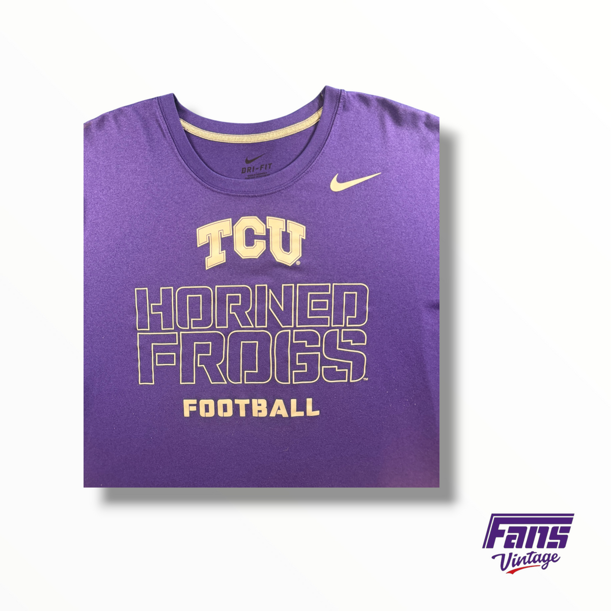 TCU Team Issued Nike Dri-Fit Horned Frogs Football Tee