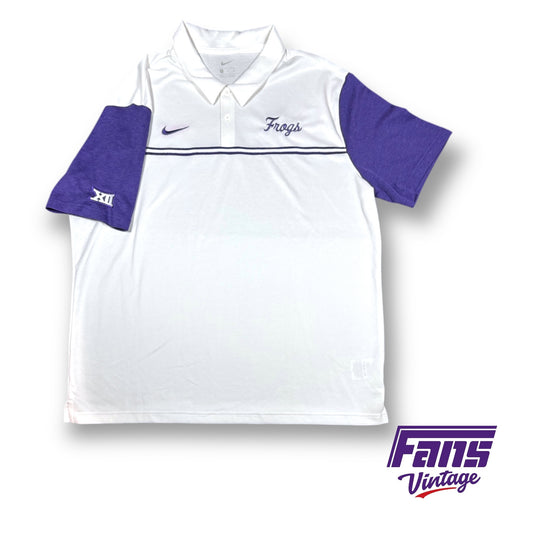 Rare! TCU Basketball Coach Issue   “Frogs” Script Throwback Logo Nike Polo