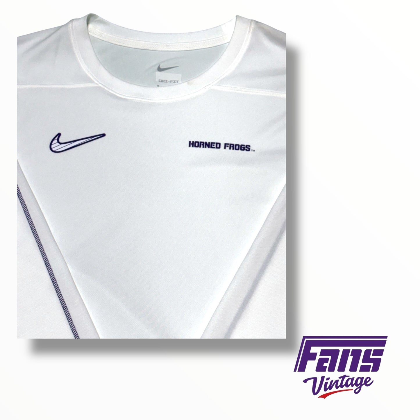 TCU Football Nike Team Issued UPF 40+ Woven Lightweight Long Sleeve Whiteout Shirt