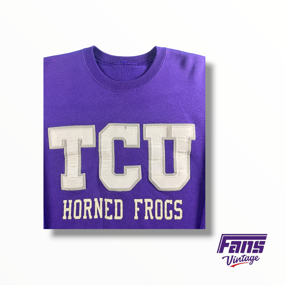 Vintage TCU Crewneck Sweater With Jersey Style Patches