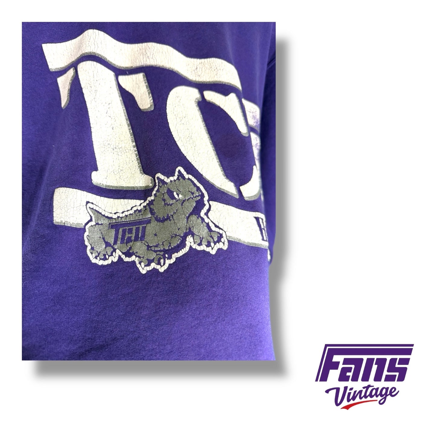 TCU 90s Vintage Crewneck Sweater - Flying T Logo Throwback Frog!
