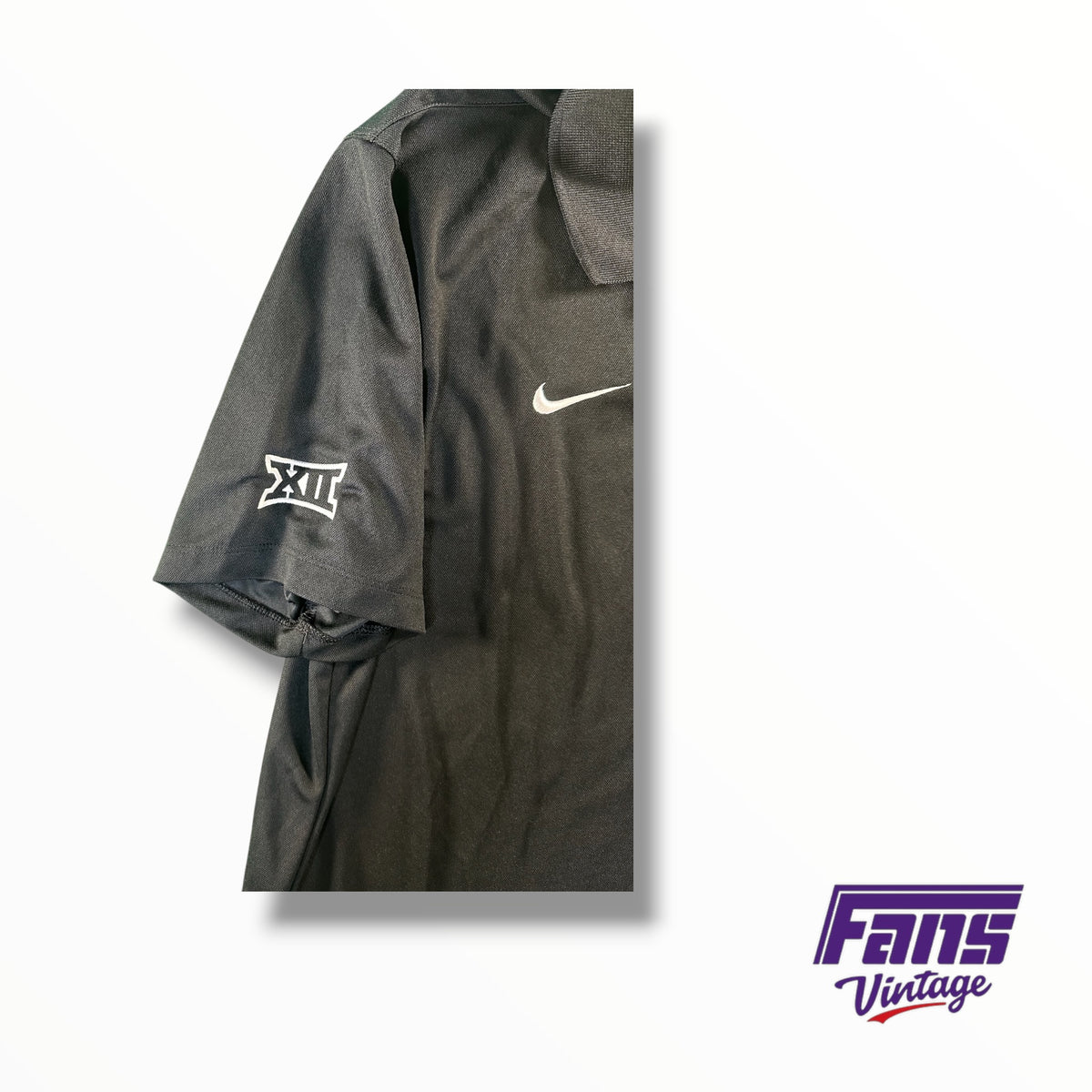 TCU Basketball Team Issued Nike Embroidered Big XII Dri-Fit Blackout Polo