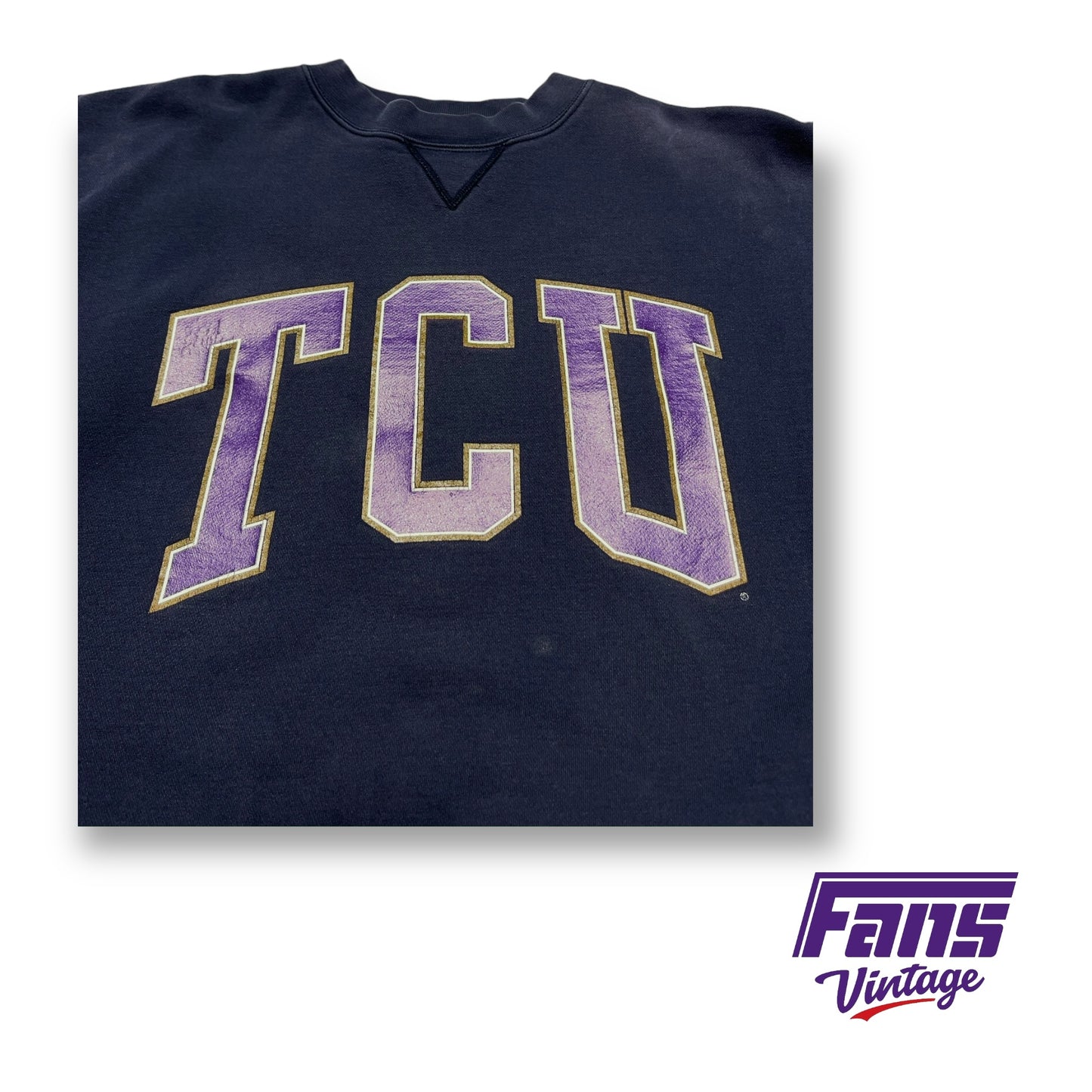 90s Vintage TCU Crewneck Sweater - Navy and purple color!