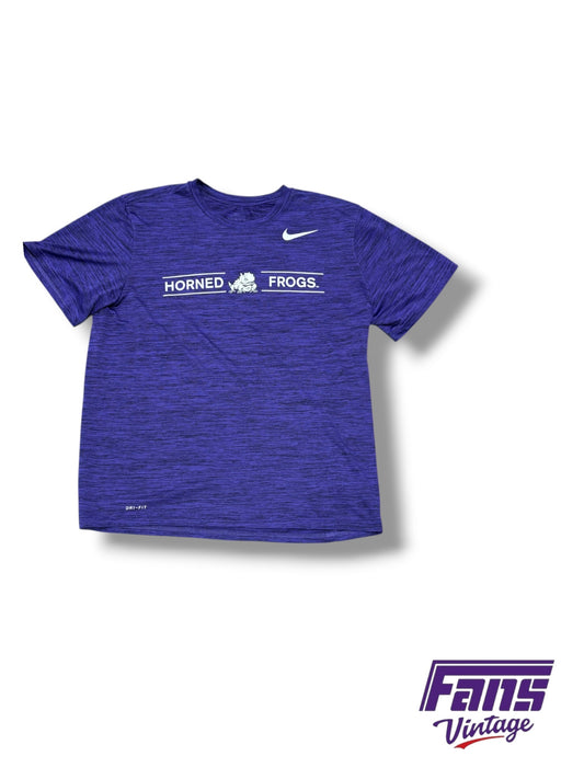 TCU Nike Team Issued Heather Purple ‘Horned Frogs’ Split Bar Logo Training T-shirt