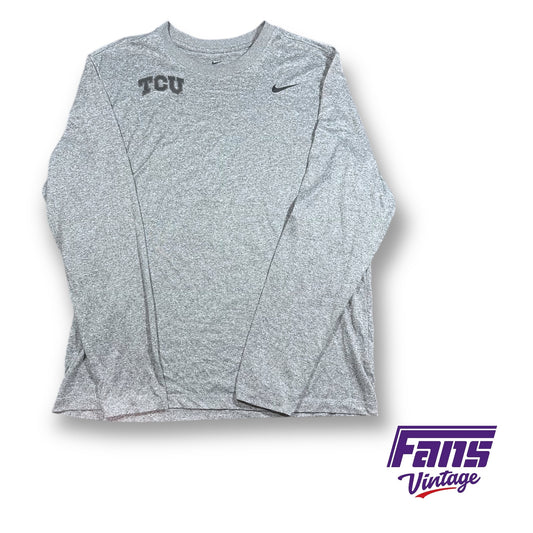 TCU Team Exclusive Long Sleeve Workout Shirt! - Light Gray w/ Blackout logos