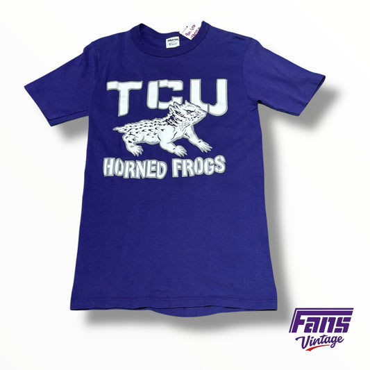 Vintage 80s TCU Purple Horned Frog  T-Shirt