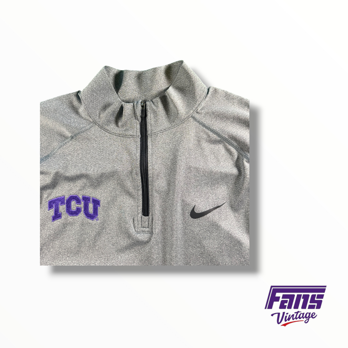 TCU Team Issued Nike Gray Athletic Dri-Fit Quarter Zip