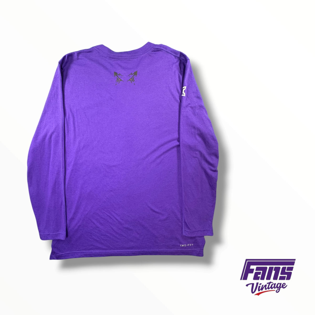 TCU Football Team Issued Nike Cross Stitch Neck Purple Long Sleeve - Supet Soft! Blood Frog Eyes on Back