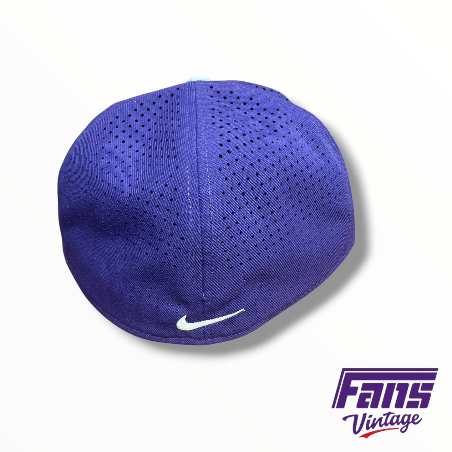 TCU Baseball Team-Issued Nike Purple Fitted Hat with White Logo