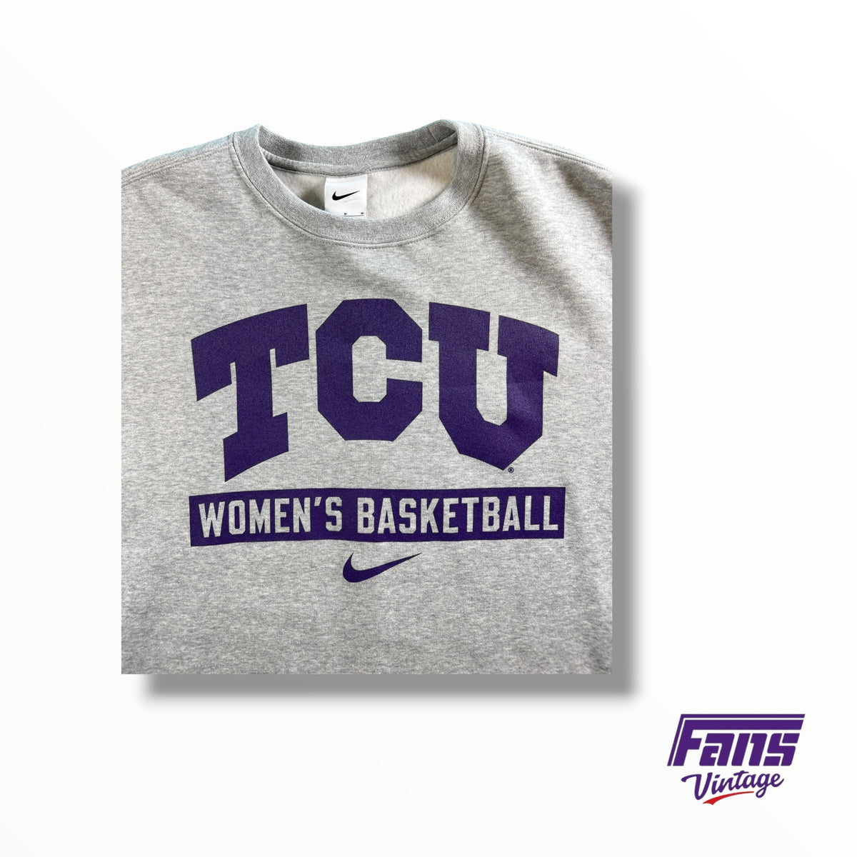 TCU Team Issued Women’s Basketball Static Gray Nike Fleece Crewneck Sweater