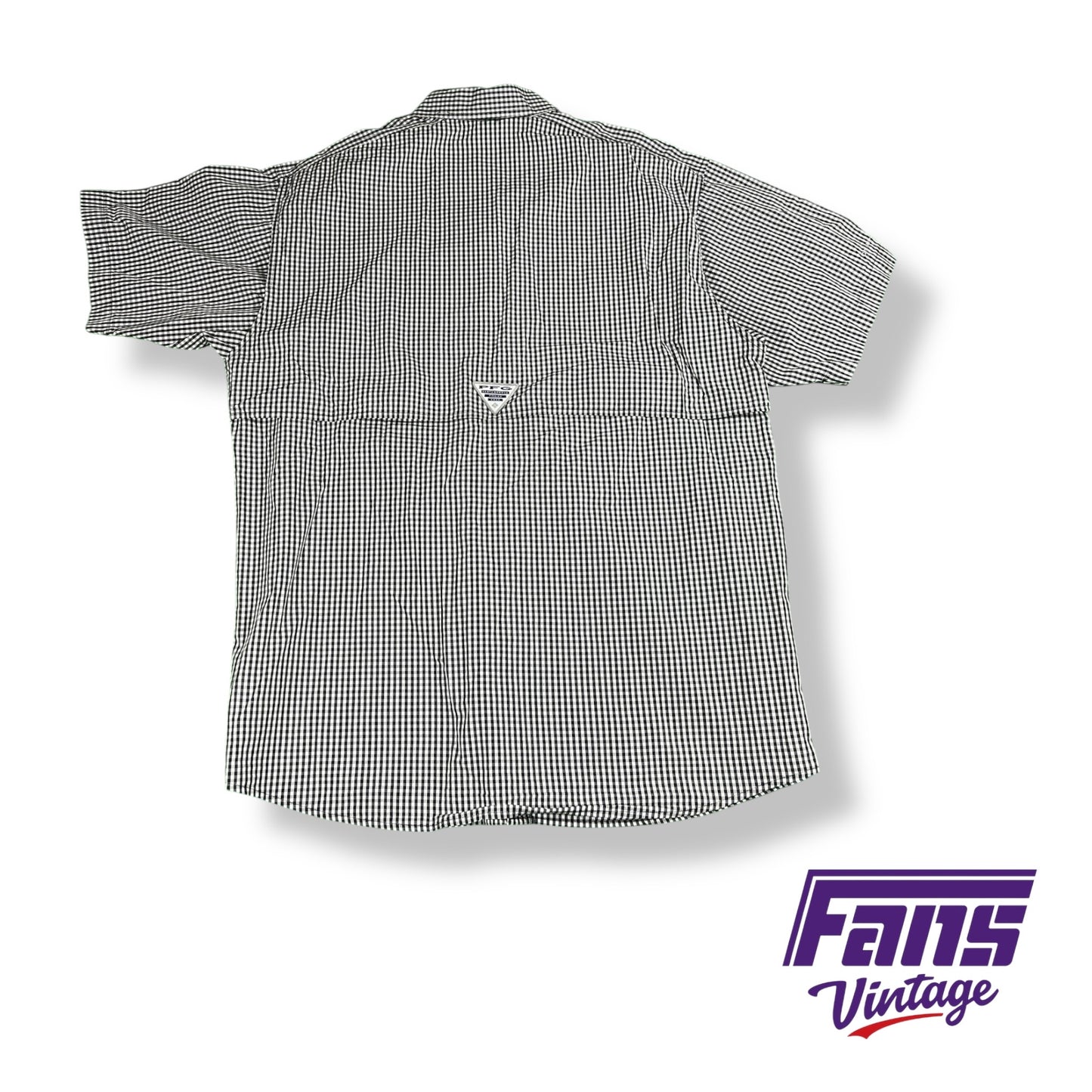 Vintage TCU Columbia PFG Fishing Shirt in Blackout Checkerboard Pattern