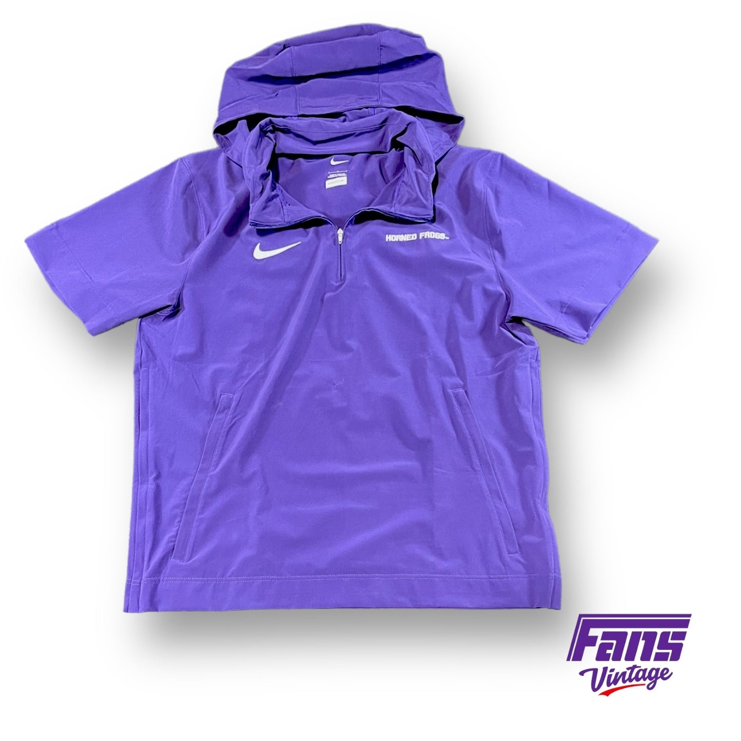 TCU Football Team Issued Nike Sideline Pullover with hideaway hood - super soft matte feel!