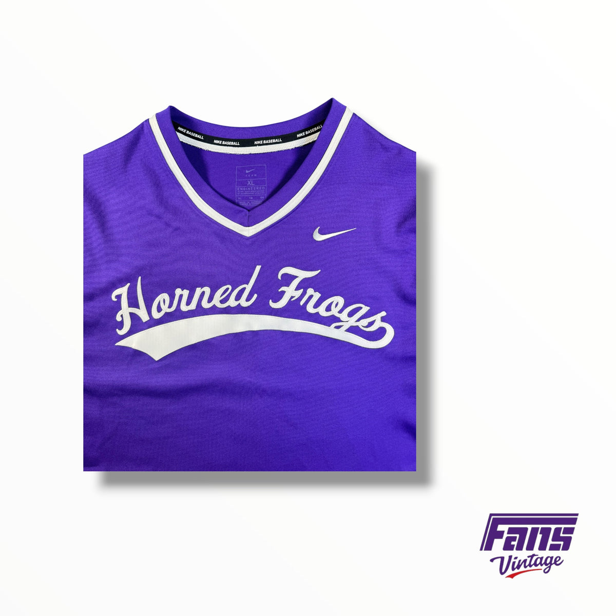 TCU Premium Team Issued Nike Baseball Stitched Horned Frogs Retro Script Jersey