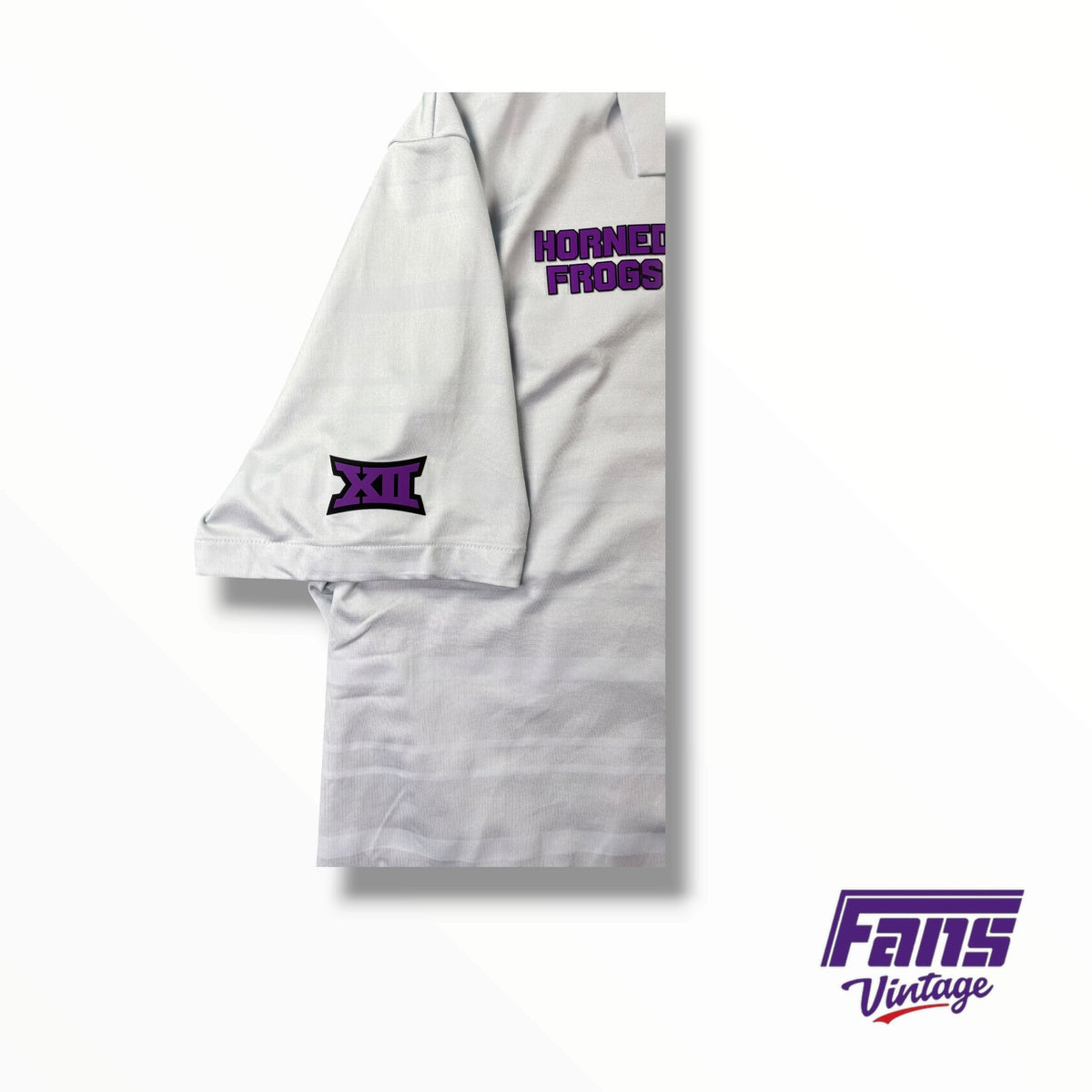 TCU Team Issued Nike Two Toned Gray And White Dri-Fit Polo with sick Rubberized Logos